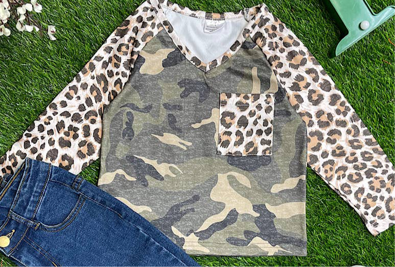 Camouflage & Cheetah Long Sleeve Top
