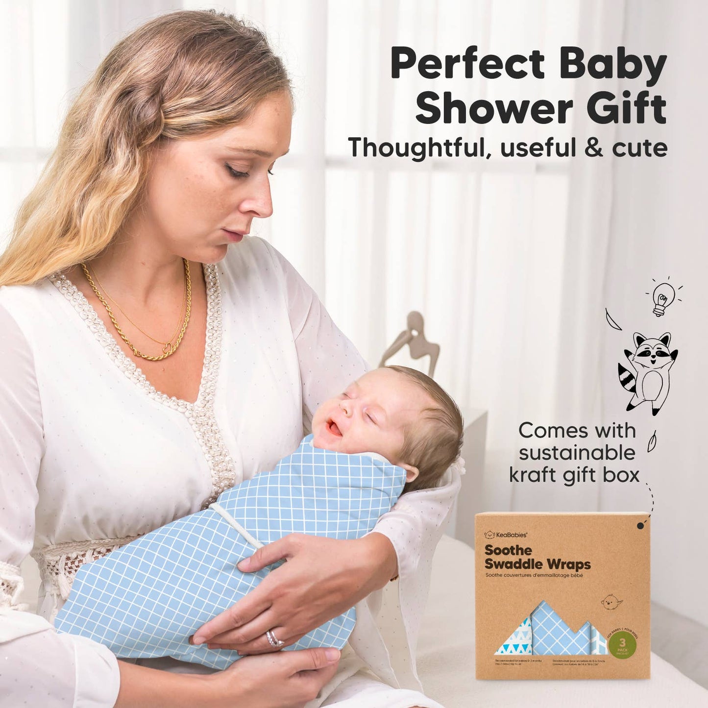 Storm- 3pk Soothe Baby Swaddles 0-3 Months