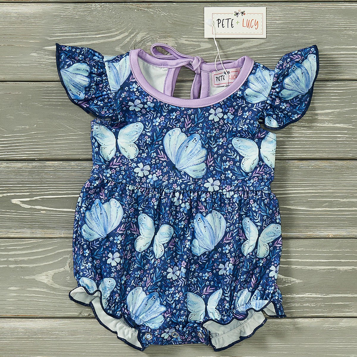 Midnight Butterflies Girls Infant Romper