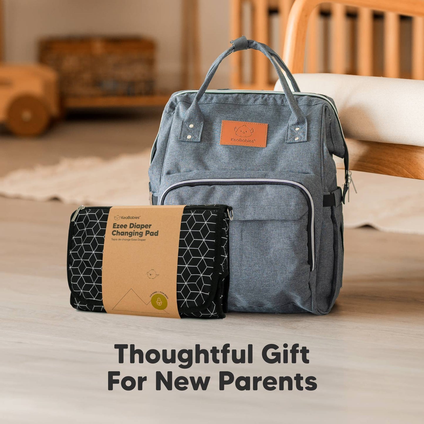 Ezee Portable Diaper Changing Pad, Foldable Changing Mat: Black Geo