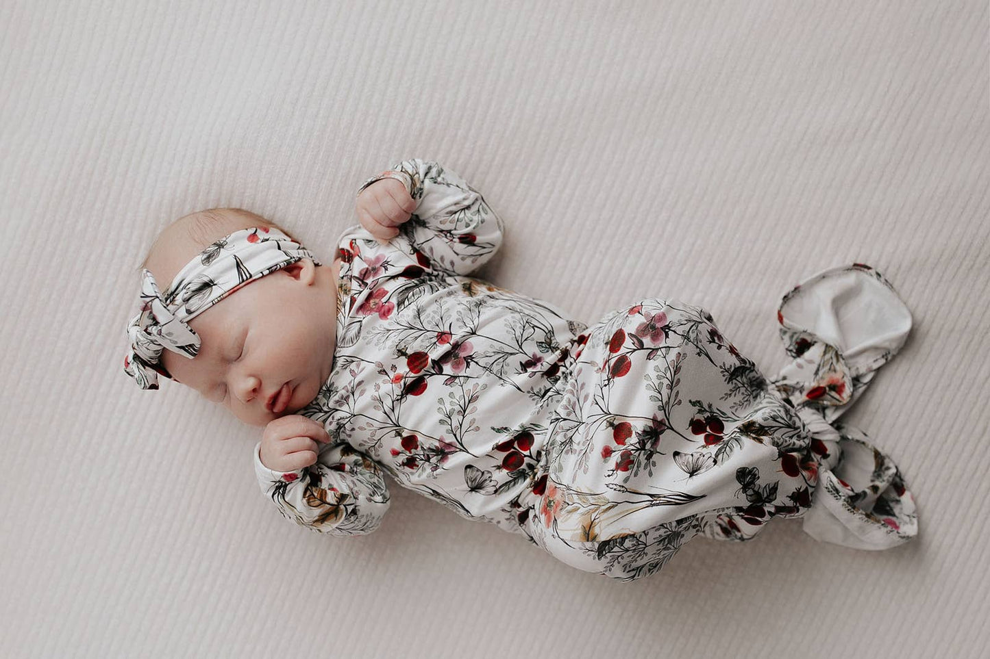 Floral Flower Knotted Gown: Gown & Bow