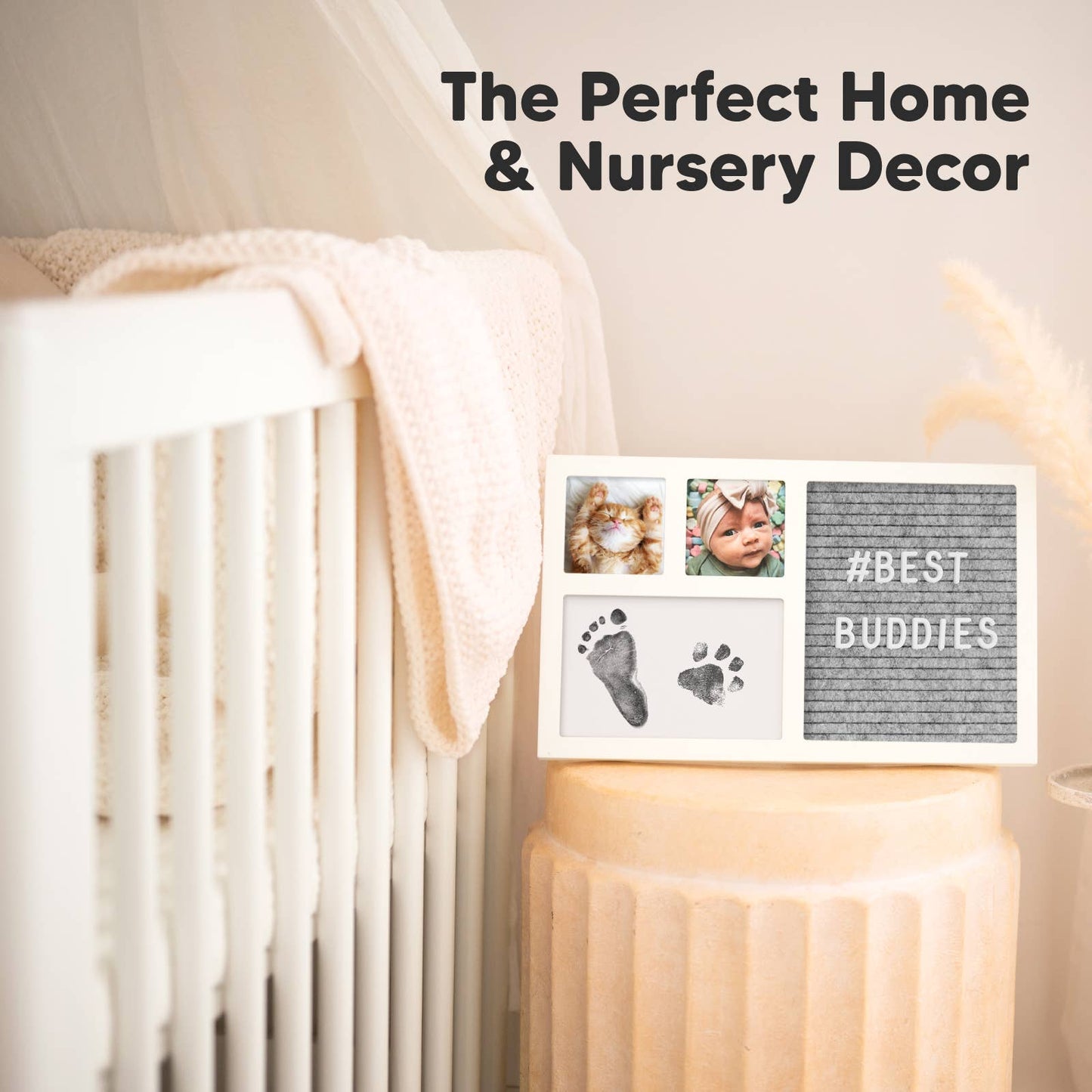 Heartfelt Inkless Baby Hand & Footprint Frame, Letterboard: Alpine White