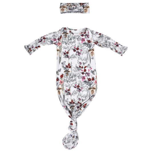Floral Flower Knotted Gown: Gown & Bow