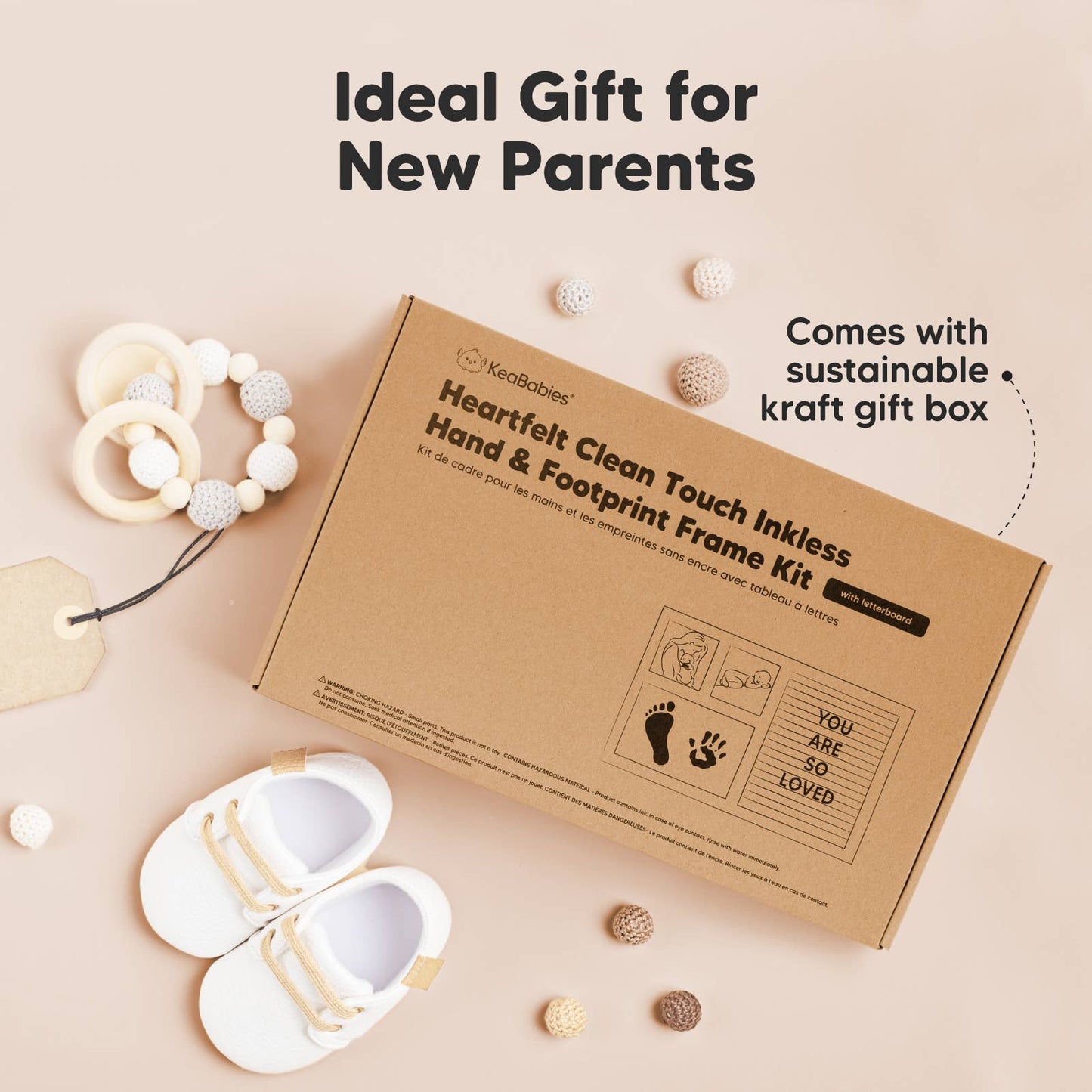 Heartfelt Inkless Baby Hand & Footprint Frame, Letterboard: Alpine White