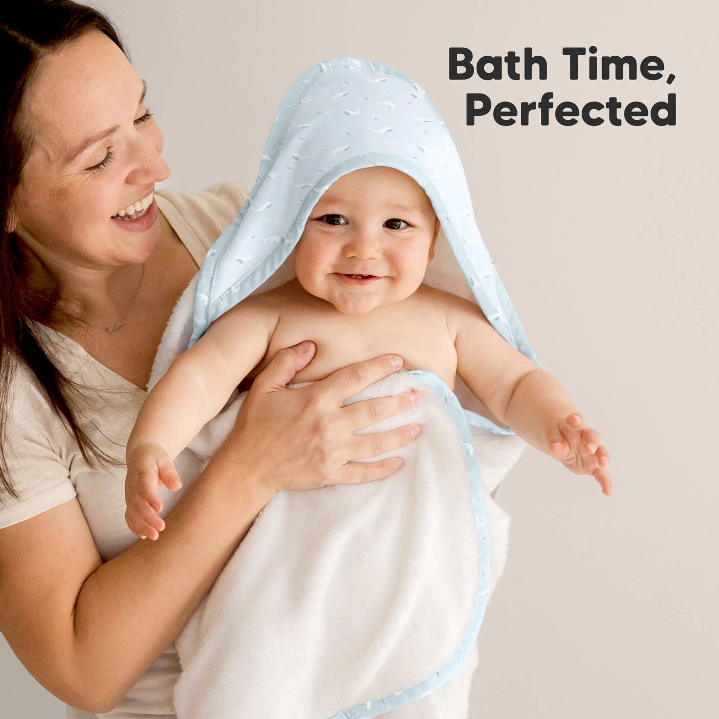 KeaBabies Luxe Baby Hooded Towel: Blue Whale
