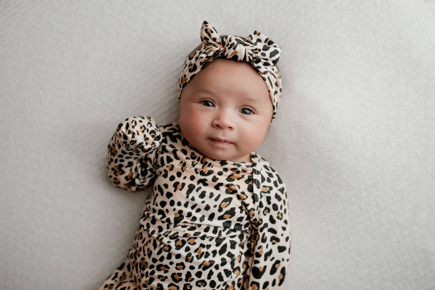 Leopard Knotted Gown: Gown & Hat
