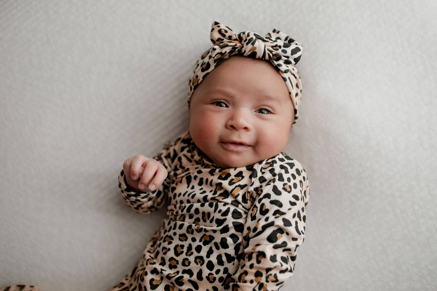 Leopard Knotted Gown: Gown & Hat
