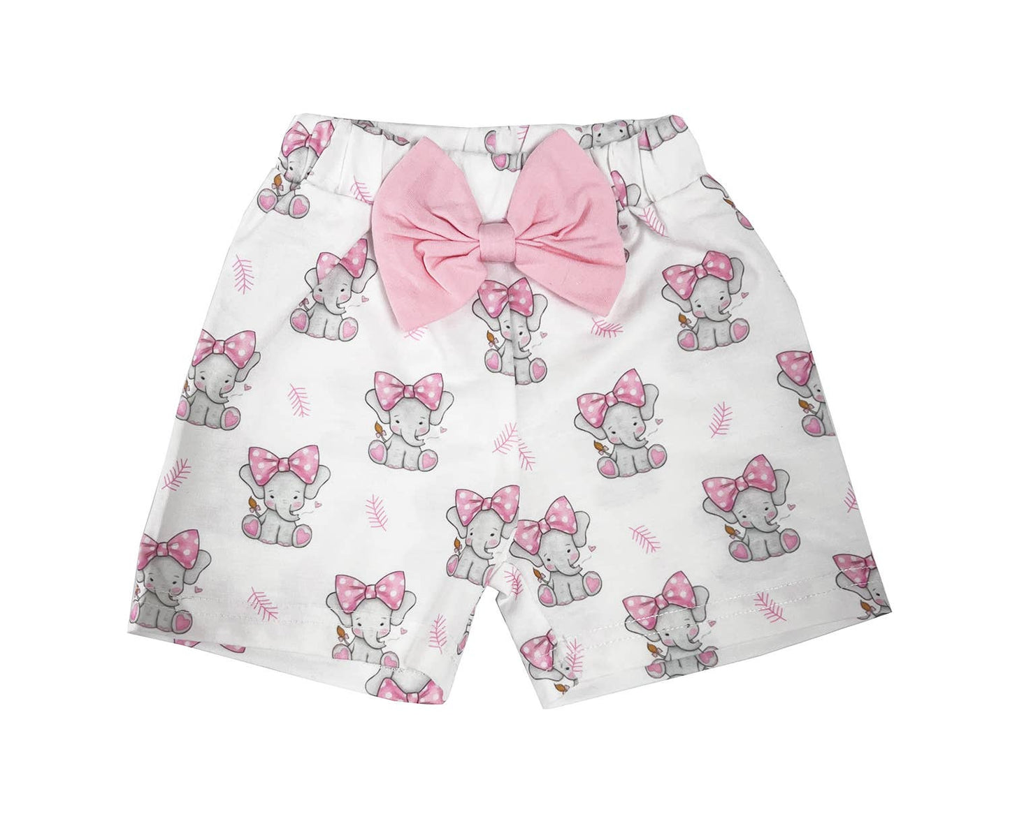 Elephant Pink Bodysuit, Shorts & Headband 3pcs Baby Girl Set
