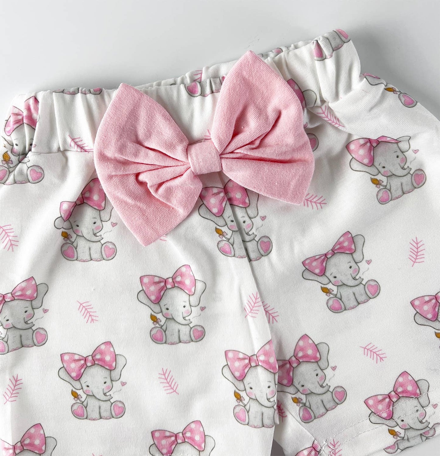 Elephant Pink Bodysuit, Shorts & Headband 3pcs Baby Girl Set