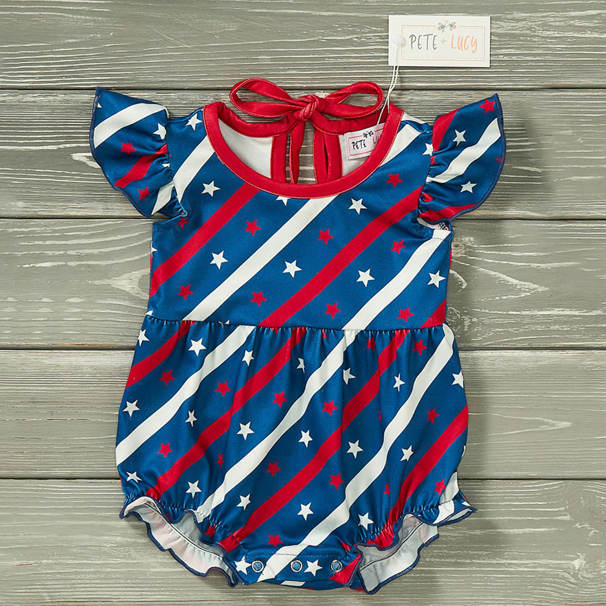 Stars + Stripes Girls Infant Romper