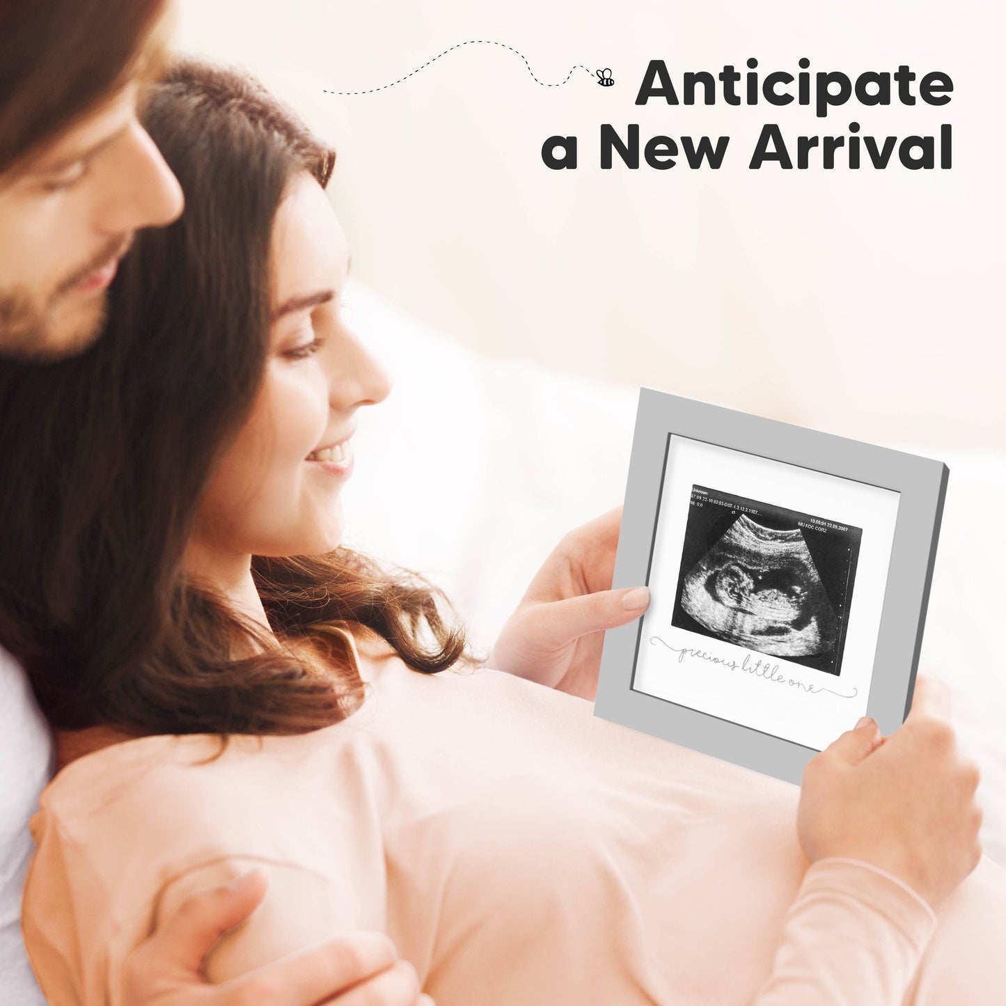 KeaBabies Solo Baby Sonogram Picture Frame: Cloud Gray