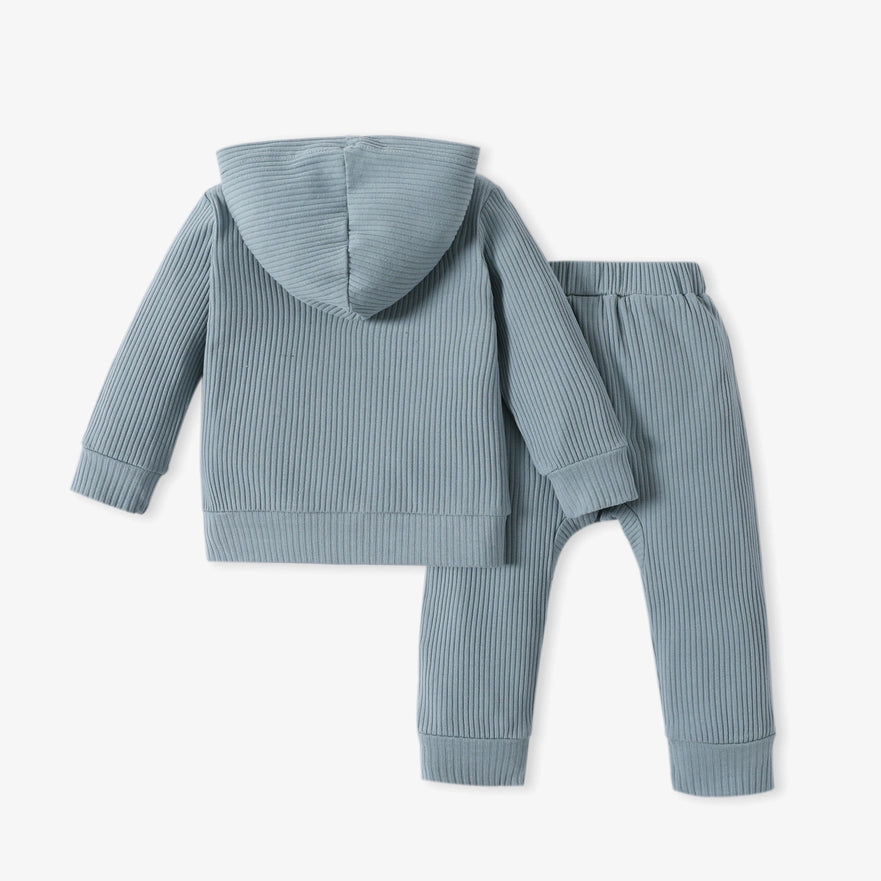 Cotton Ribbed Hoodie & Pants Set