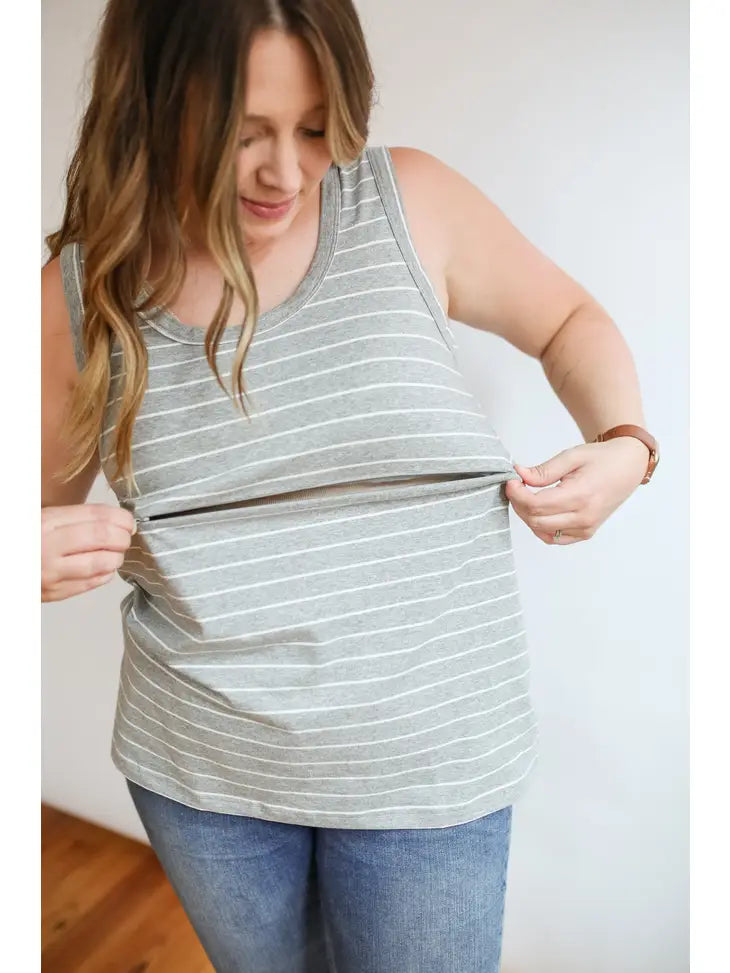 Stripe Invisible Zip Breastfeeding Tank Top