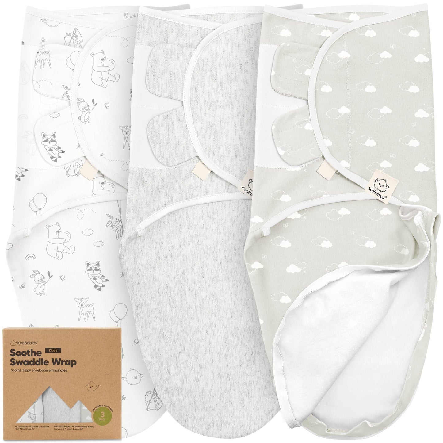 3pk Soothe Zippy Baby Swaddles 0-3 Months,Newborn Sleep Sack