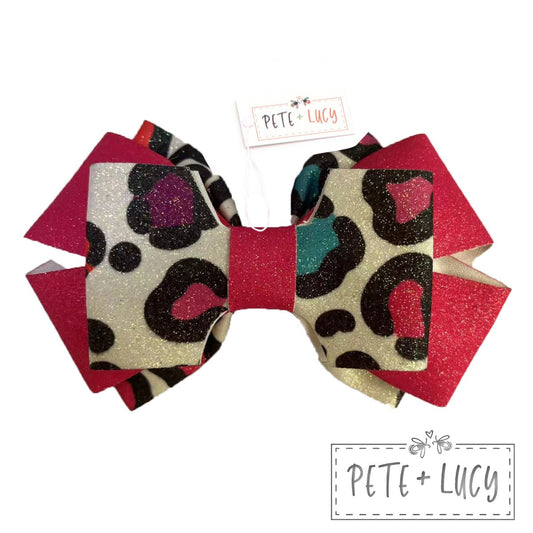 Neon Leopard Deluxe Bow