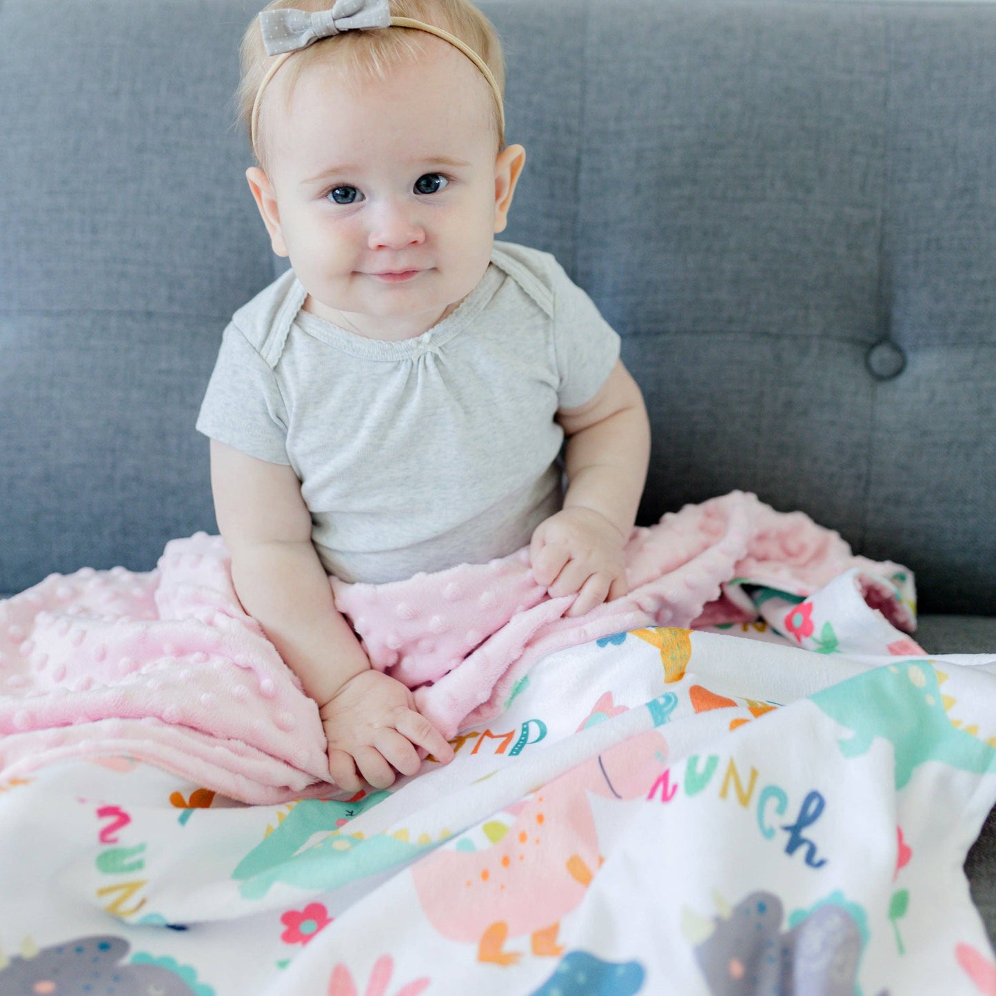 Minky Blanket Dinoland Pink