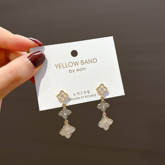 Three Flower Tassel Earring