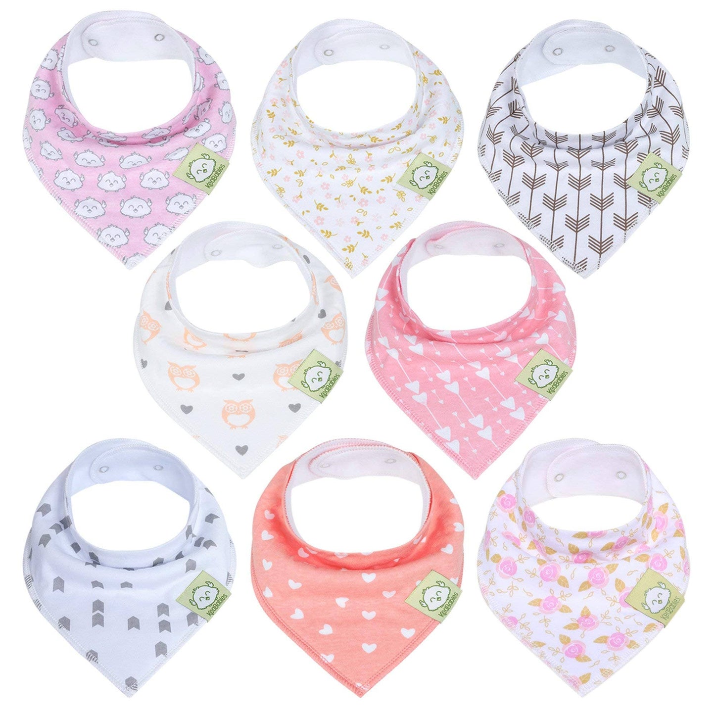 8-pack Baby Bandana Bibs for Girls and Boys