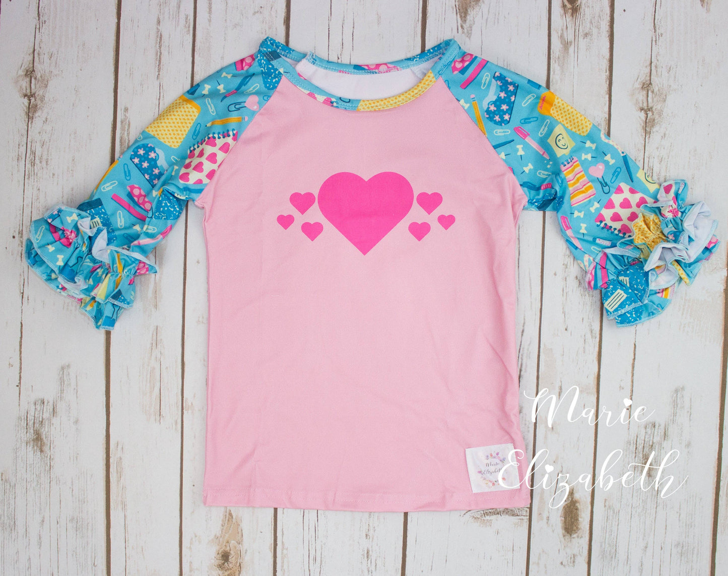 School Supplies Heart Raglan