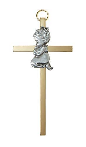 Baby Girl 4.25" Brass Cross