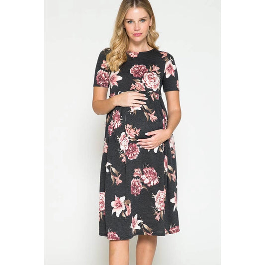 Maternity Babydoll Midi Dress