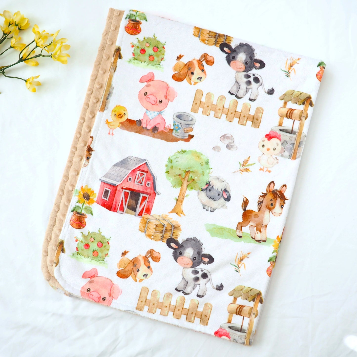 Minky Blanket Farm Animals