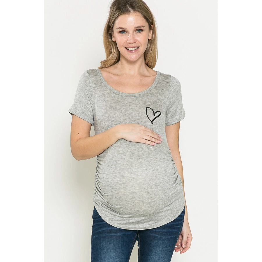 Maternity Top Heart Print Round Neck