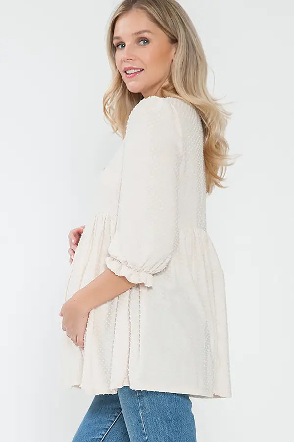 Maternity 3/4 Sleeve Baby Doll Top