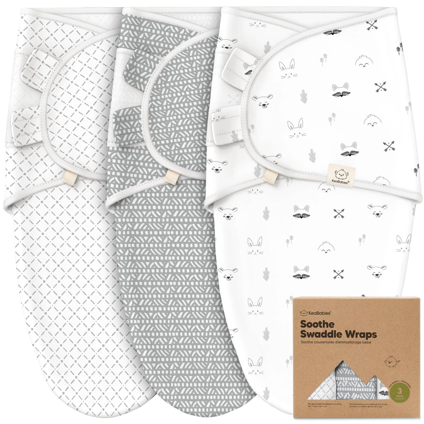 3pk Soothe Baby Swaddles 0-3 Months, Sleep Sack for Newborns