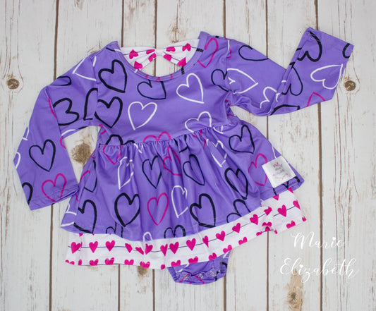 Doodle Hearts Bodysuit Dress