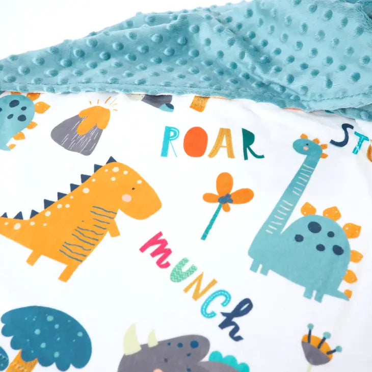 Minky Blanket Dinoland Blue
