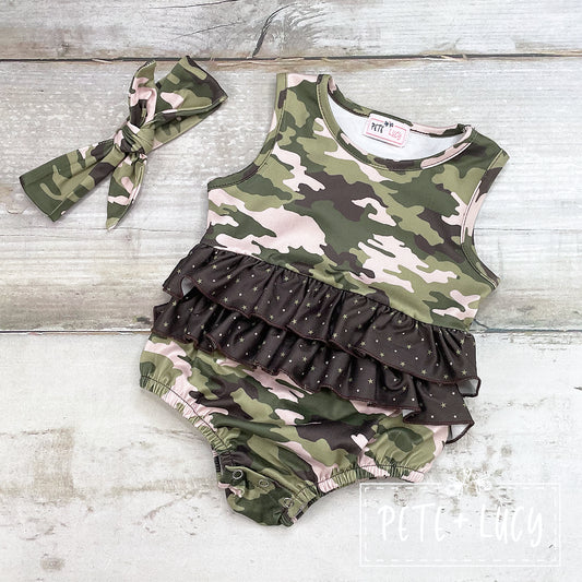 Camo Cuties Infant Girls Romper