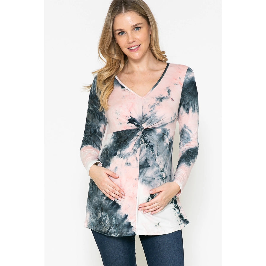 Tie Dye Maternity Long Sleeve Blouse