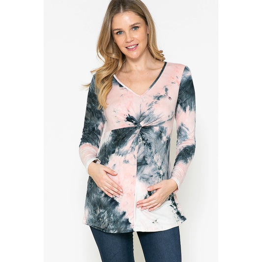 Tie Dye Maternity Long Sleeve Blouse