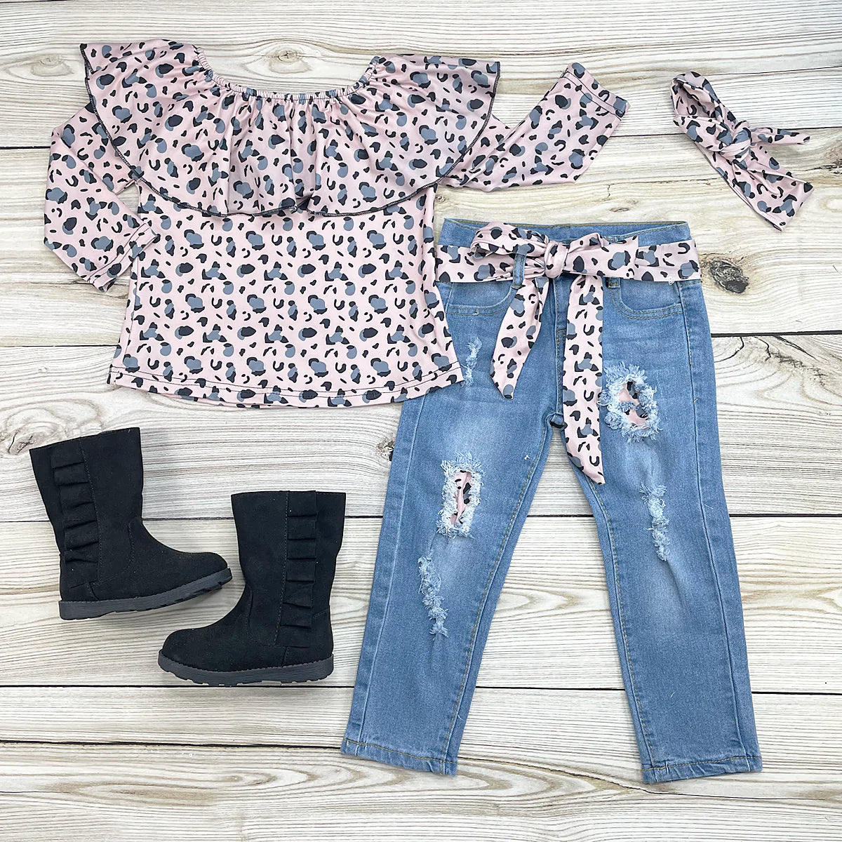 Cool Cheetah Denim Pant Set