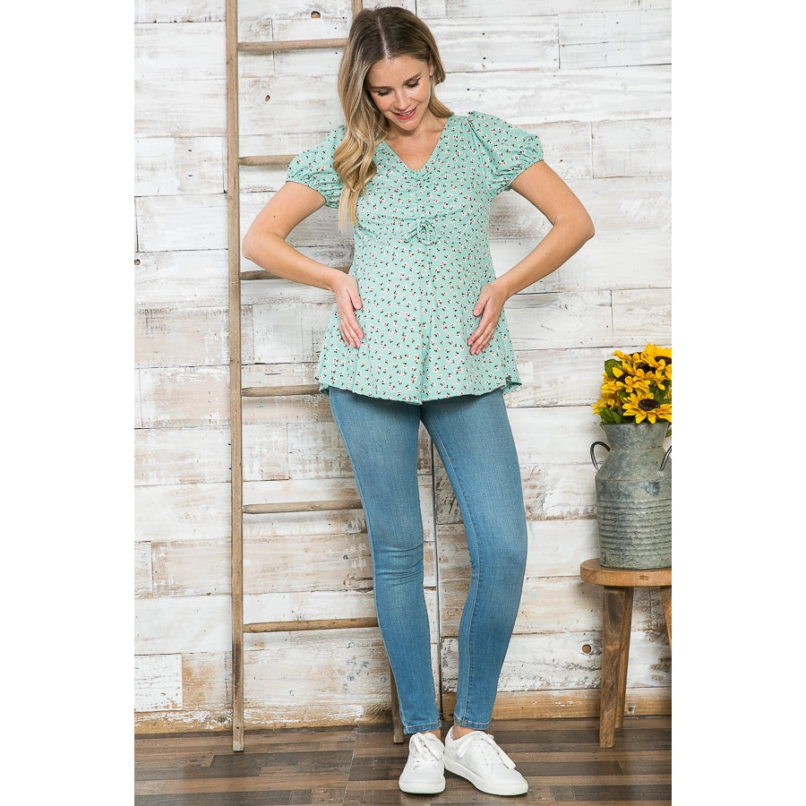 Maternity Floral Front Ruched