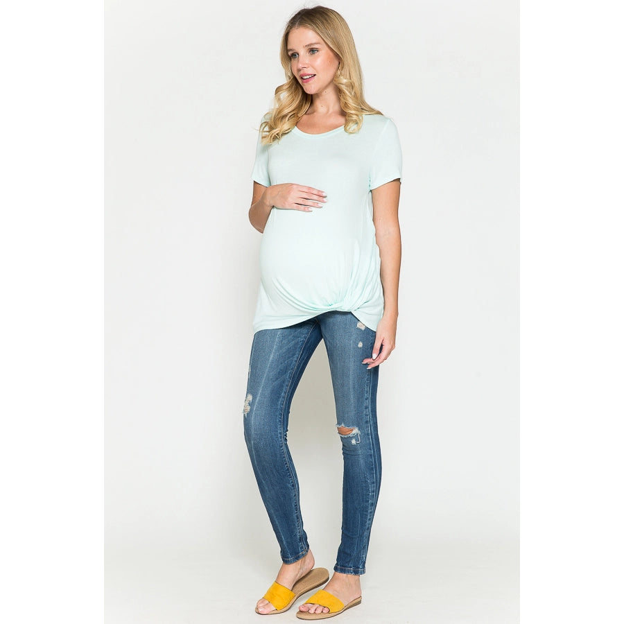 Maternity Short Sleeve Twist Front