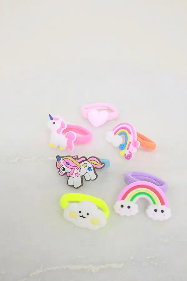 Kids Rainbow Unicorn Hair Tie Set