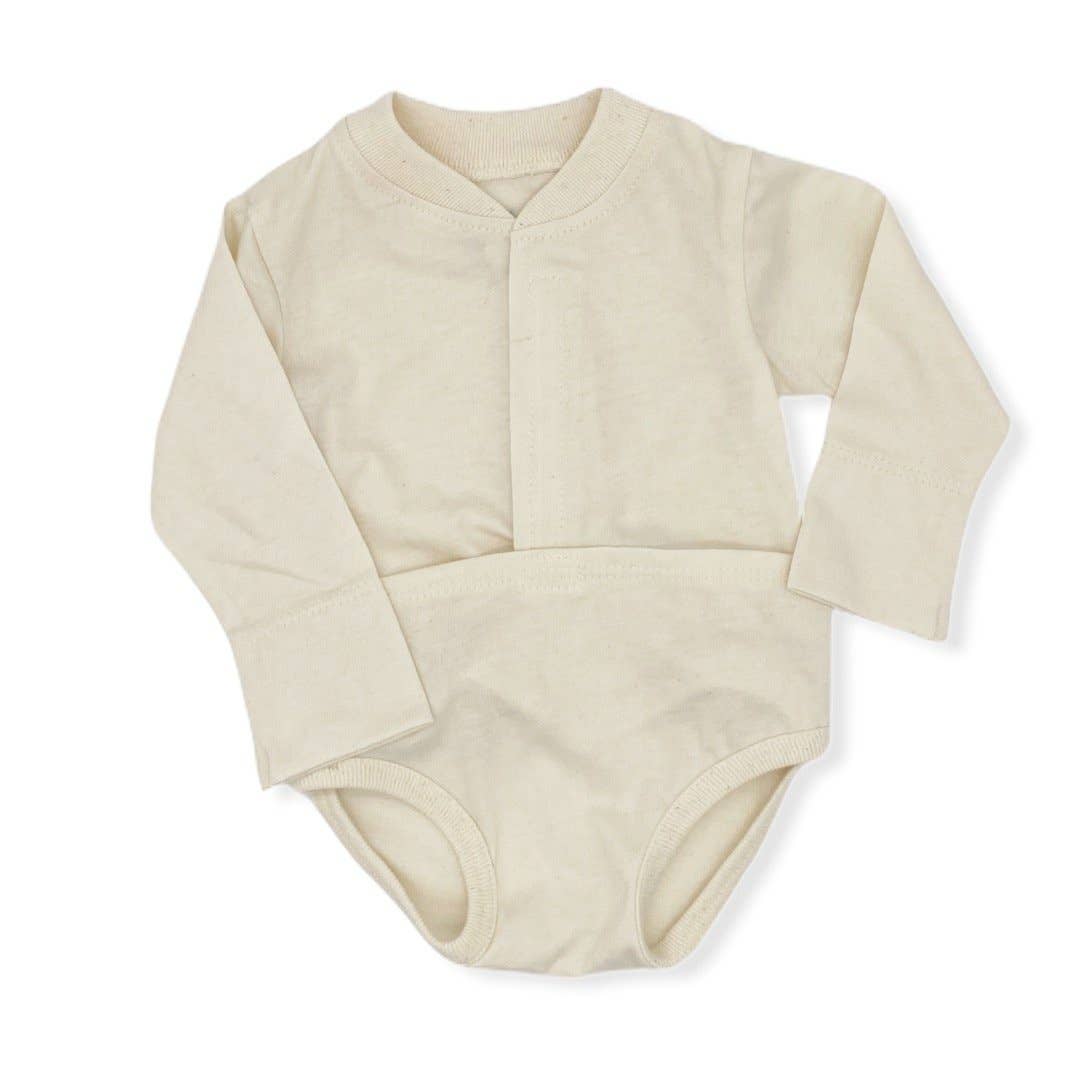 Organic Long Sleeve Skadoosie with Tummy Tab (Cream): 5-7 lbs. Long Sleeve