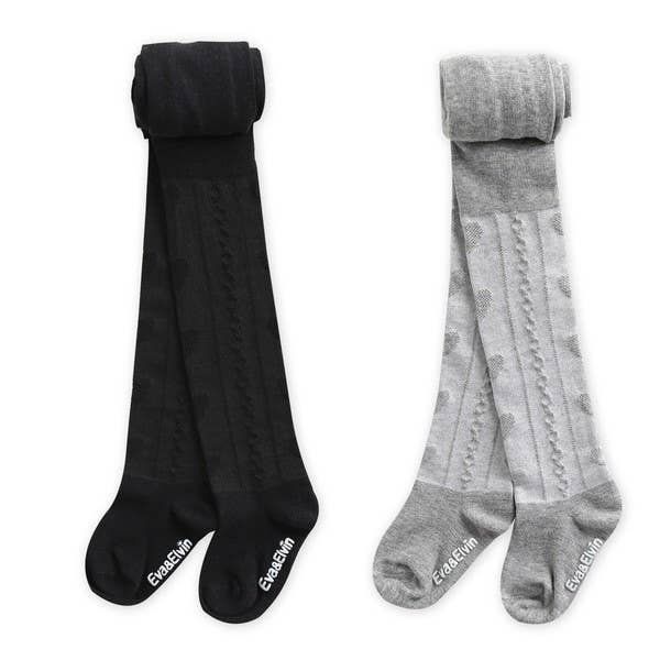 Heart Tights: Grey / S (1-3T)