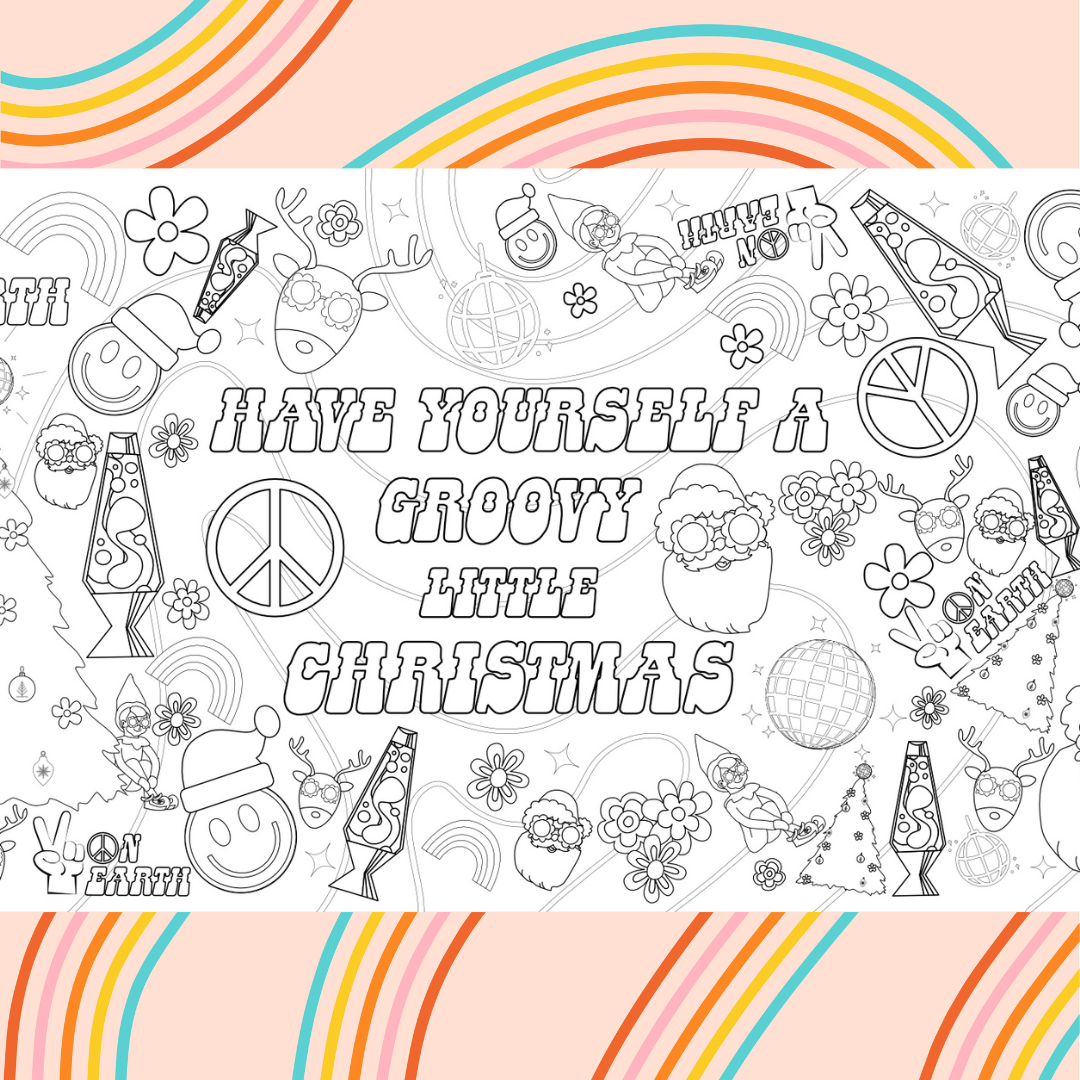 Retro Christmas Coloring Tablecloth