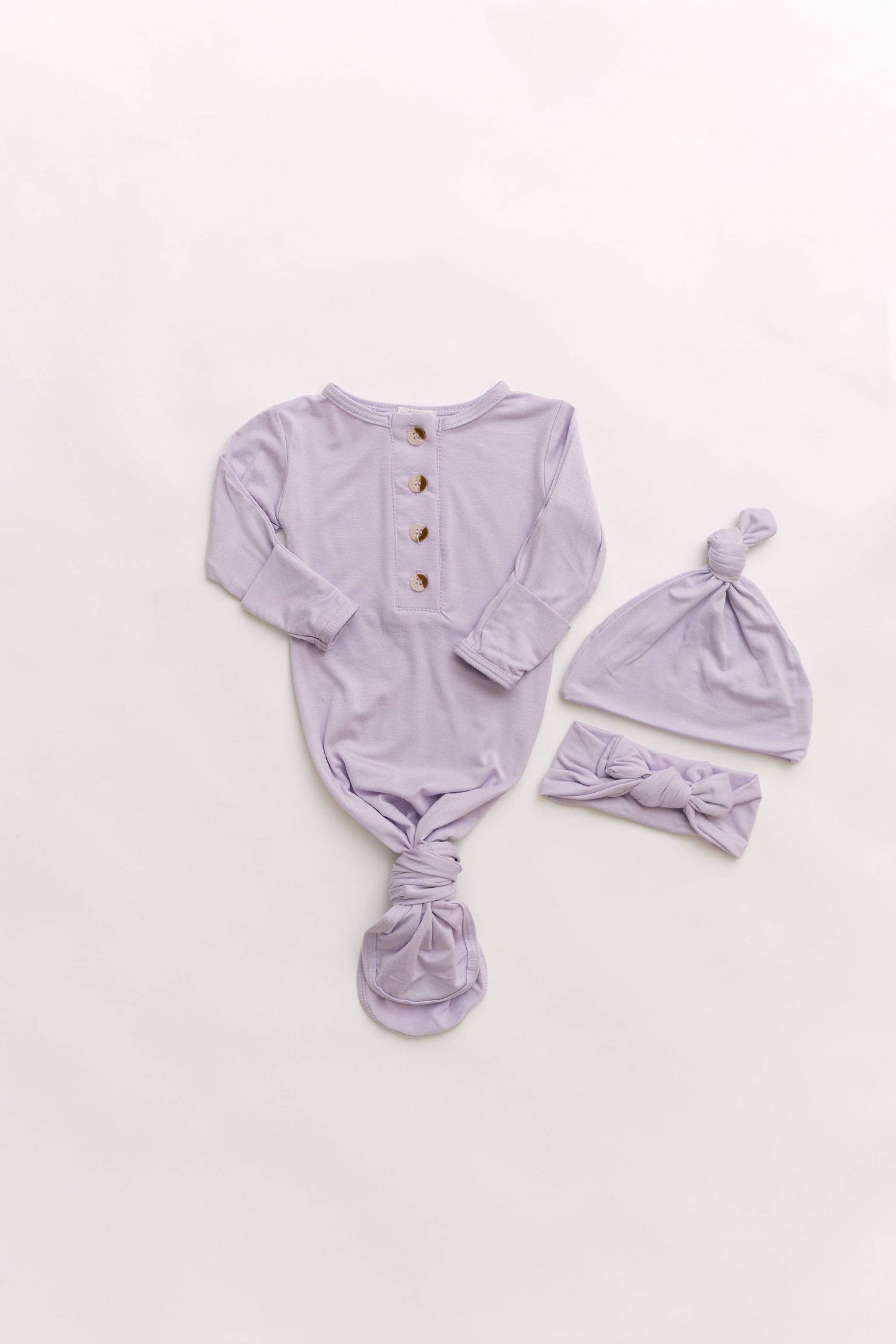 Knotted Baby Gown, Set - Lavender