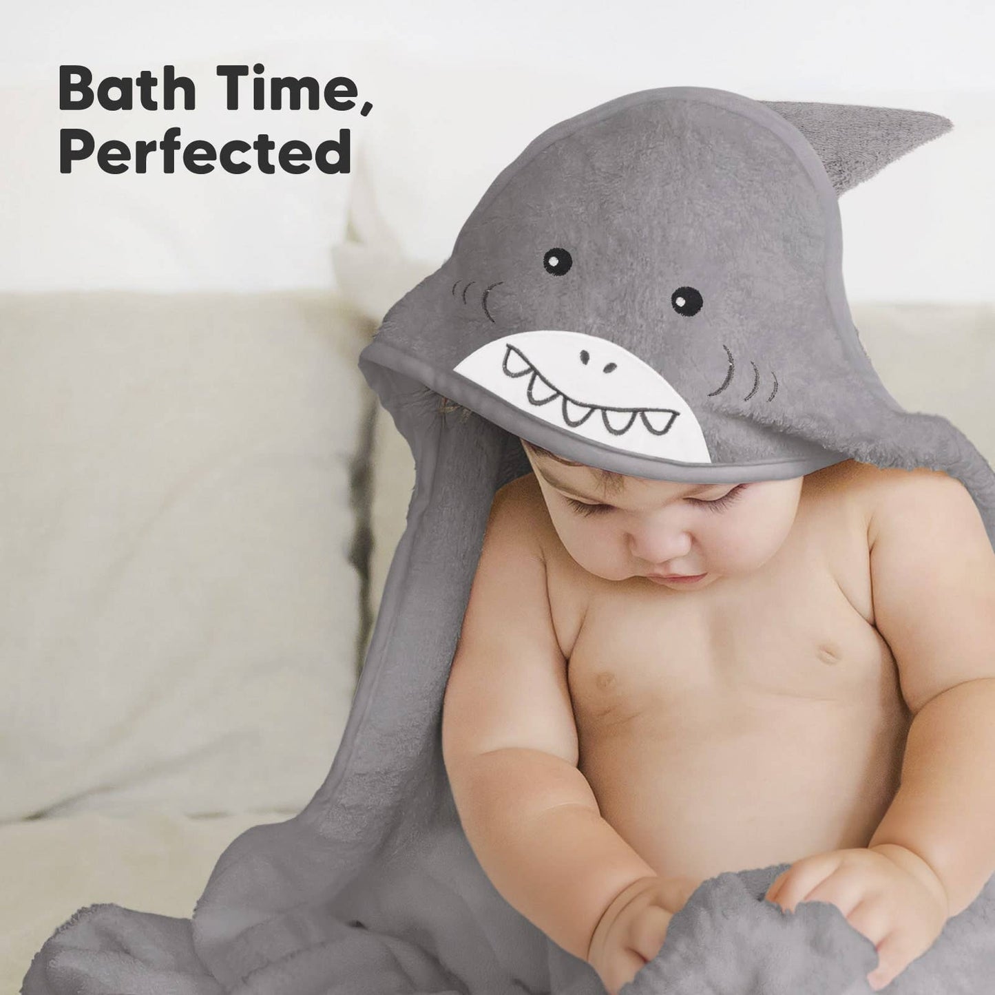 KeaBabies Cuddle Baby Hooded Towel: Shark