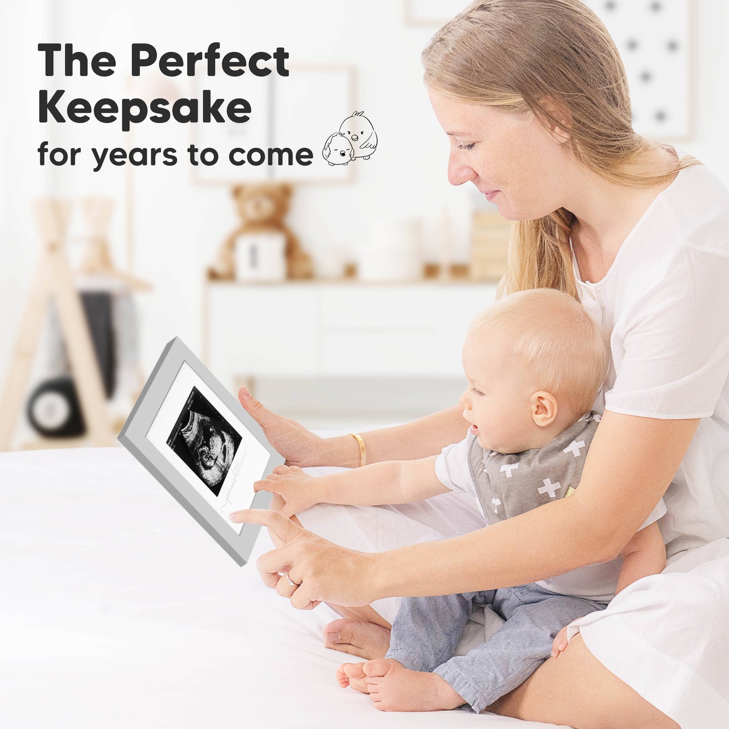 KeaBabies Solo Baby Sonogram Picture Frame: Cloud Gray