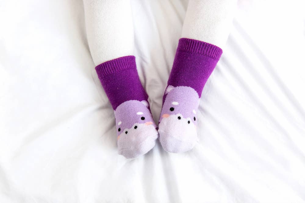 Hippo Zoo Baby Animal Socks: Purple / XS (0~18M)