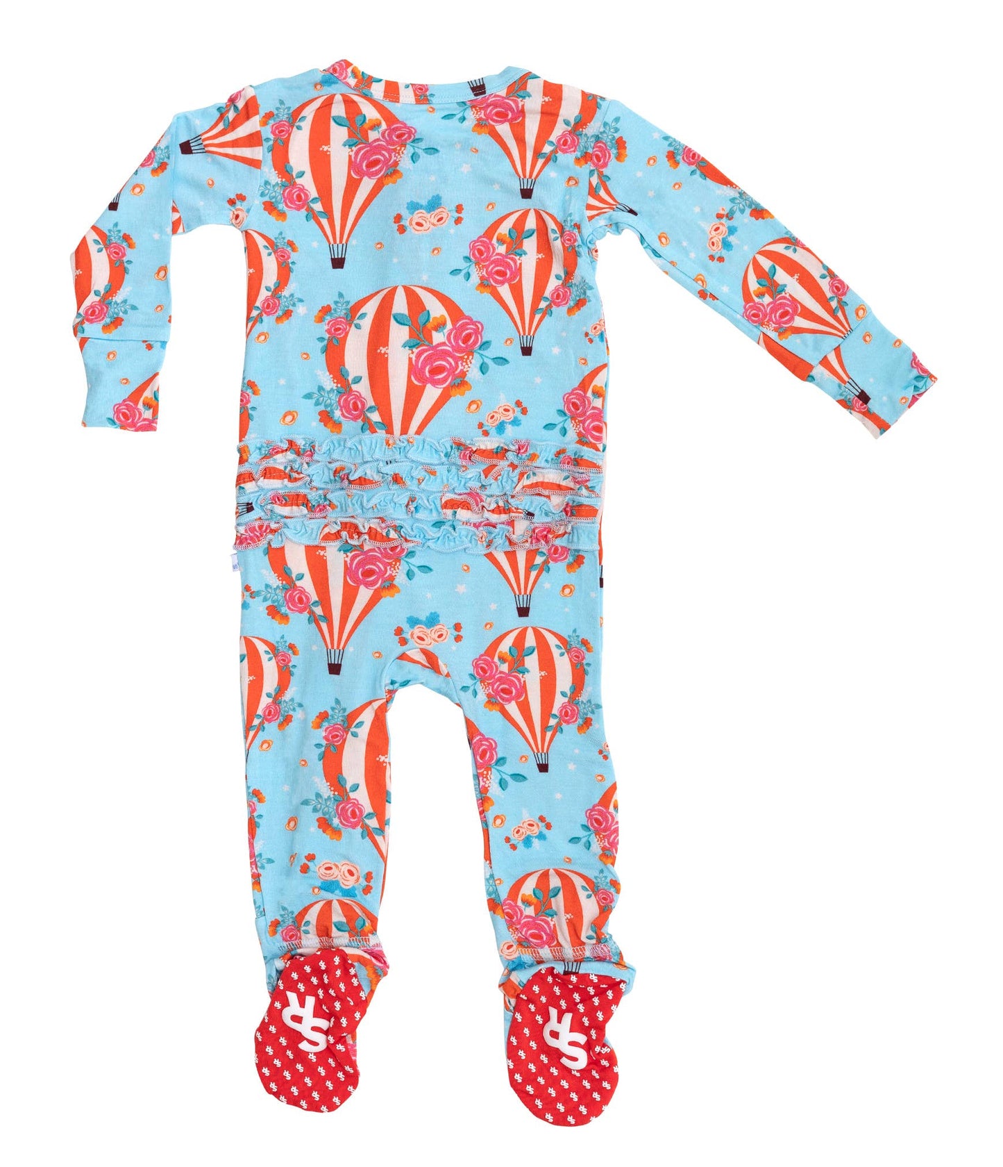 Hot Air Balloon Ruffled Zippered Footie Pajamas