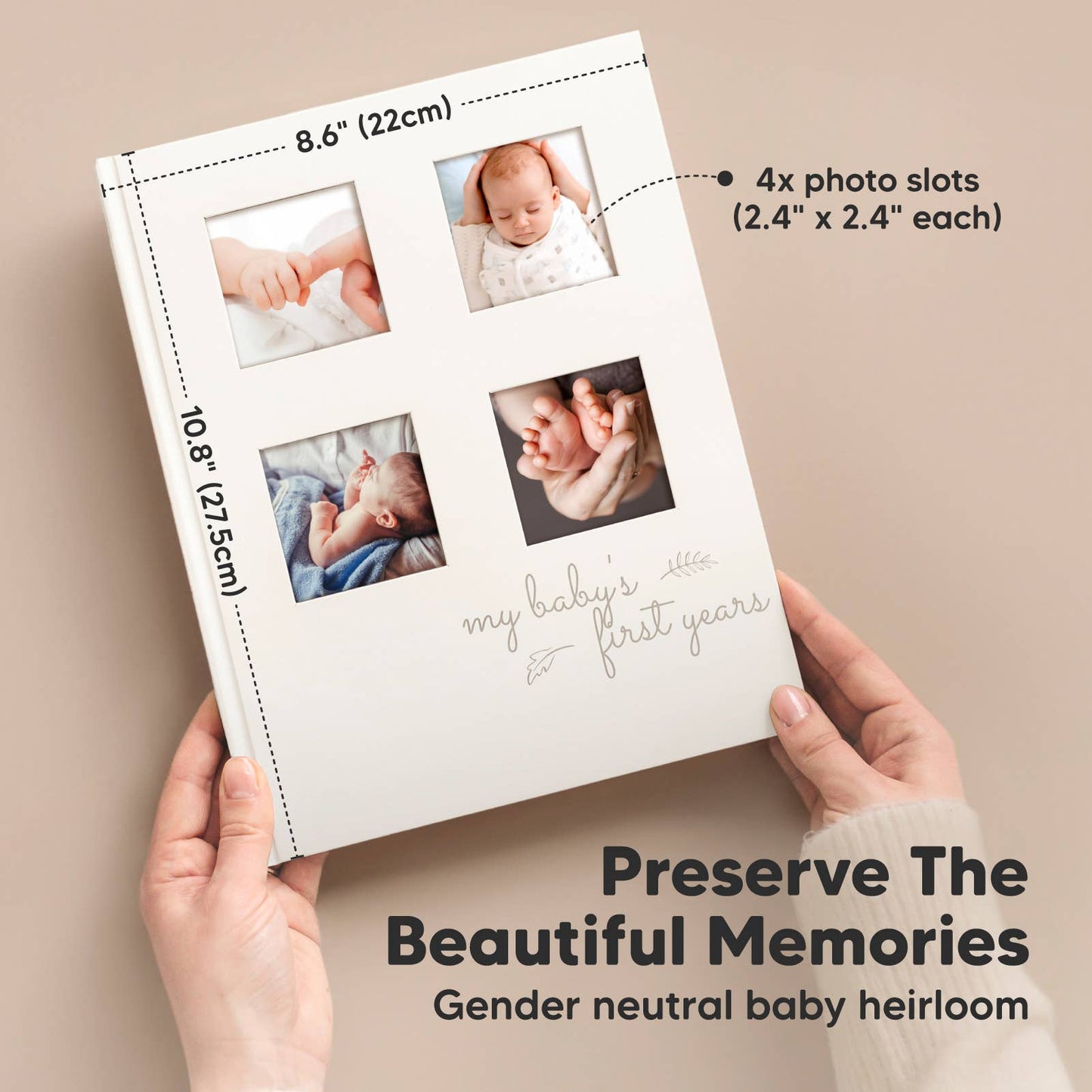 KeaBabies SKETCH Baby First Years Memory Book (Alpine White)