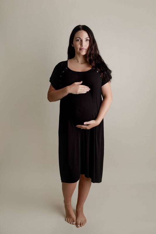 Black Maternity Labor and Delivery/ Nursing Gown