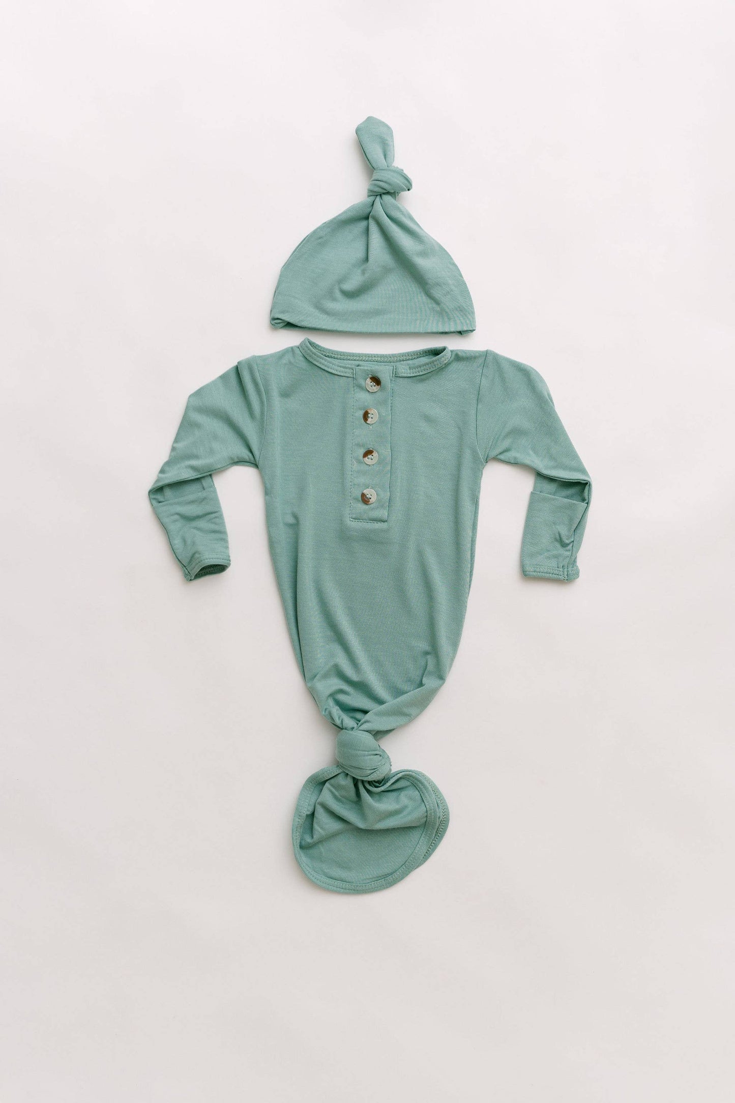 Knotted Baby Gown Set - Baby Blue