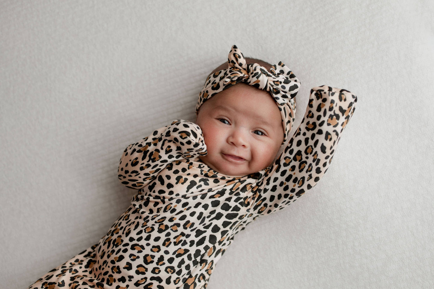 Leopard Knotted Gown: Gown & Hat